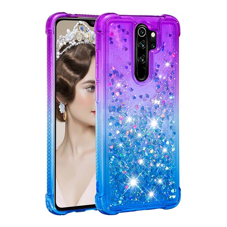 Gradient Glitter Powder Quicksand TPU Phone Case for Xiaomi Redmi Note 8 Pro - Purple / Dark Blue-4
