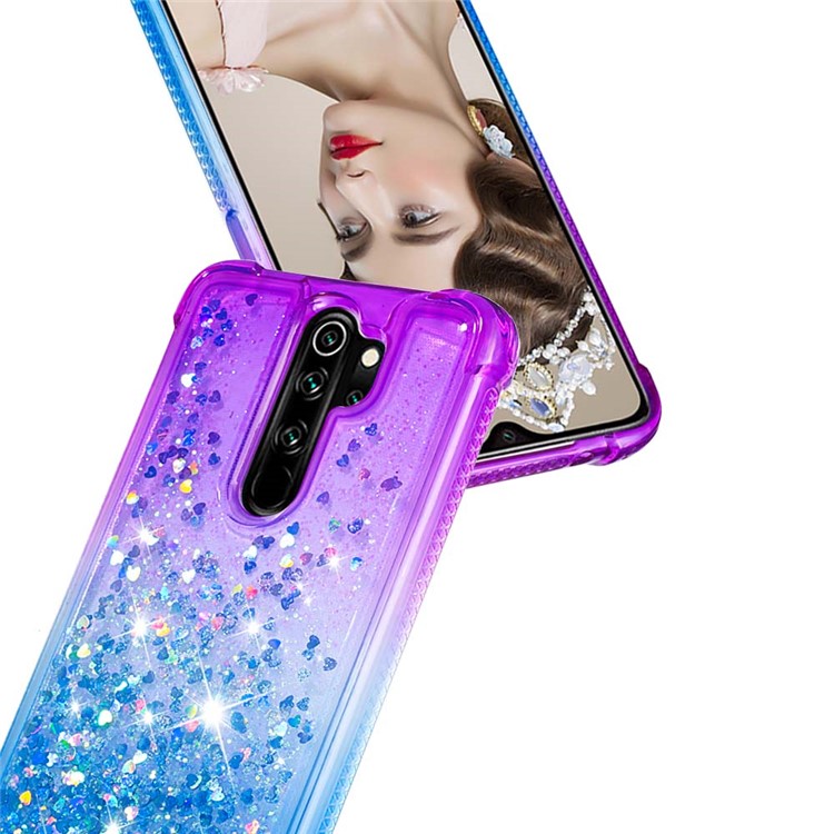 Gradient Glitter Powder Quicksand TPU Phone Case for Xiaomi Redmi Note 8 Pro - Purple / Dark Blue-6