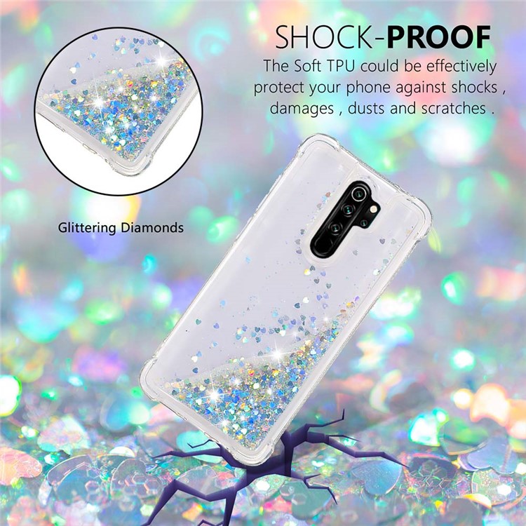 Dynamic Glitter Powder TPU Shockproof Case for Xiaomi Redmi Note 8 Pro - Silver-4