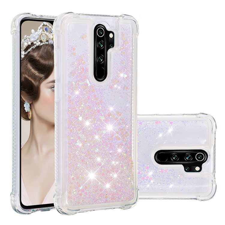 Dynamic Glitter Powder TPU Shockproof Case for Xiaomi Redmi Note 8 Pro - Light Pink-1