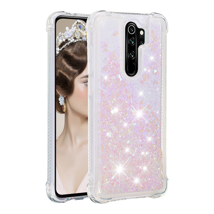 Dynamic Glitter Powder TPU Shockproof Case for Xiaomi Redmi Note 8 Pro - Light Pink-3