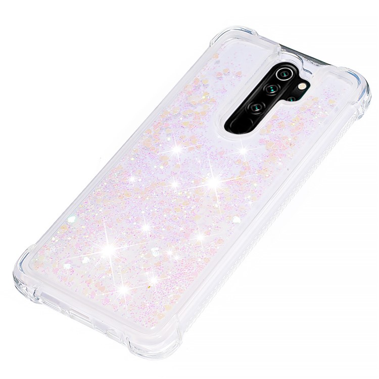 Dynamic Glitter Powder TPU Shockproof Case for Xiaomi Redmi Note 8 Pro - Light Pink-6