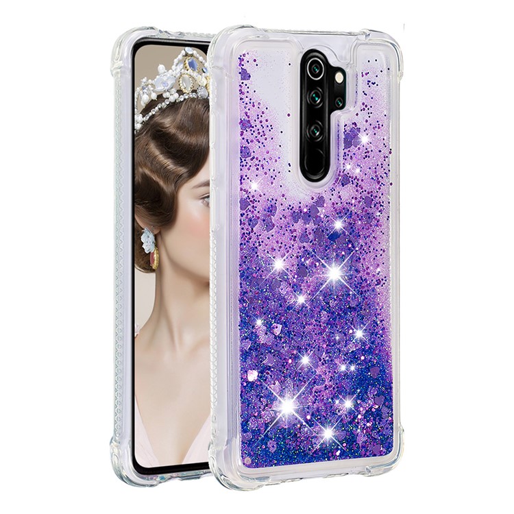 Dynamic Glitter Powder TPU Shock -resect Для Xiaomi Redmi Note 8 Pro - Темно Фиолетовый-3