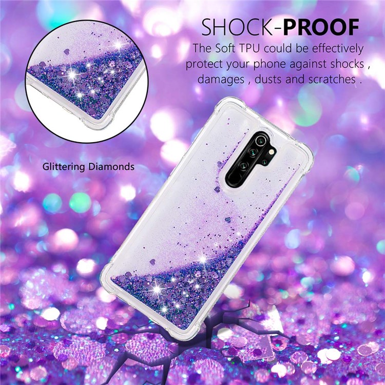 Dynamic Glitter Powder TPU Shockproof Case for Xiaomi Redmi Note 8 Pro - Dark Purple-4