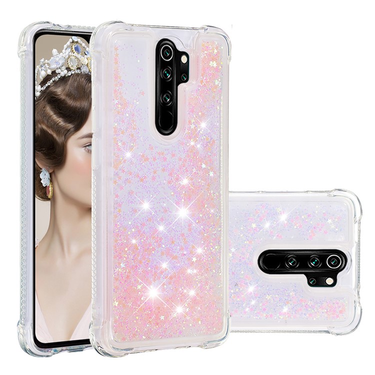 Dynamic Glitter Powder TPU Shockproof Case for Xiaomi Redmi Note 8 Pro - Deep Pink-1