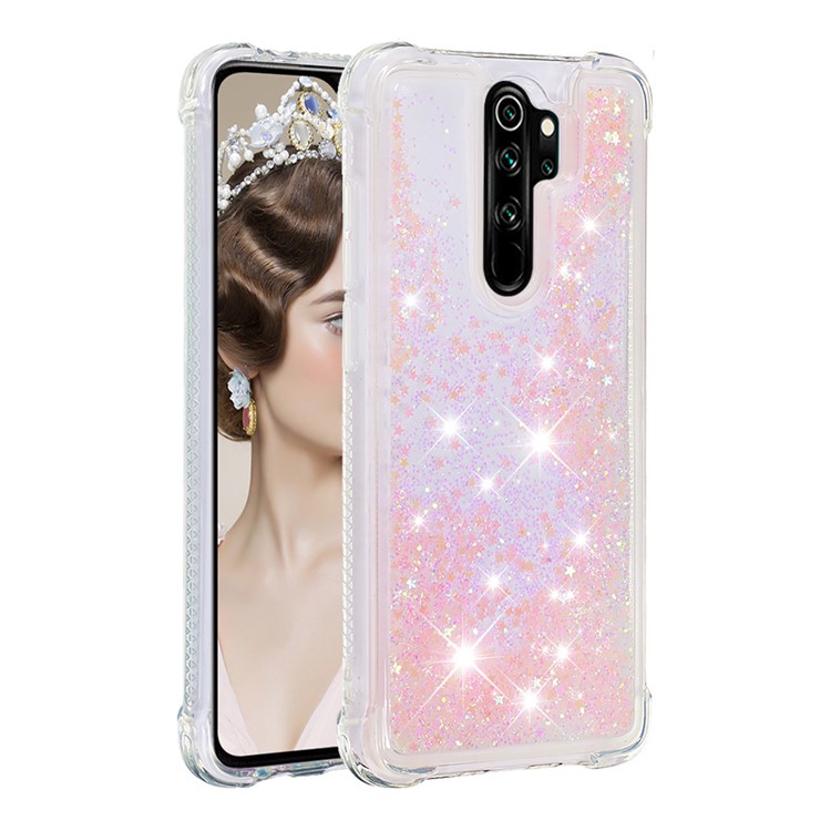 Dynamic Glitter Powder TPU Shockproof Case for Xiaomi Redmi Note 8 Pro - Deep Pink-3