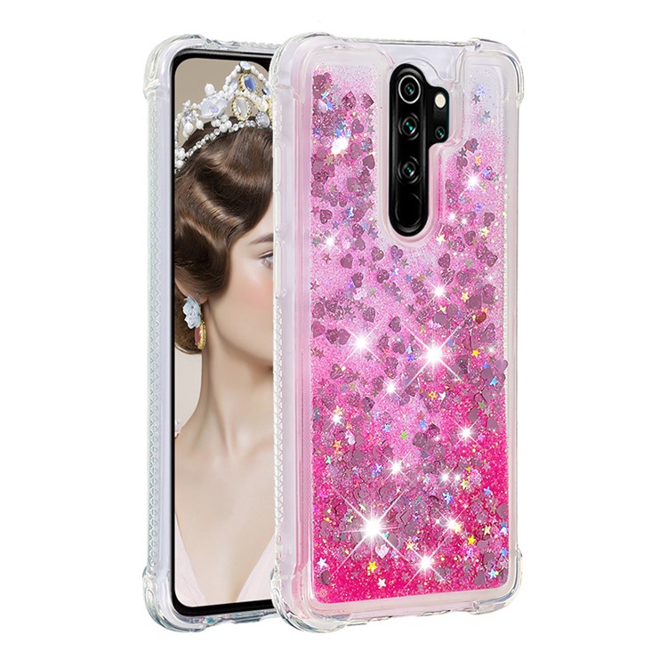 Dynamic Glitter Powder TPU Shockproof Case for Xiaomi Redmi Note 8 Pro - Rose-3