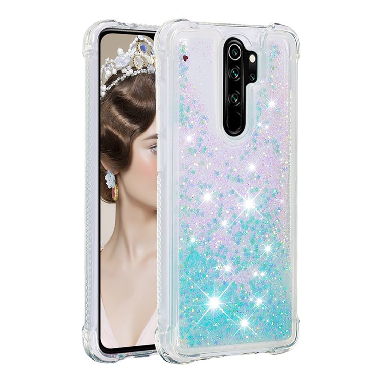 Dynamic Glitter Powder TPU Shockproof Case for Xiaomi Redmi Note 8 Pro - Baby Blue-3