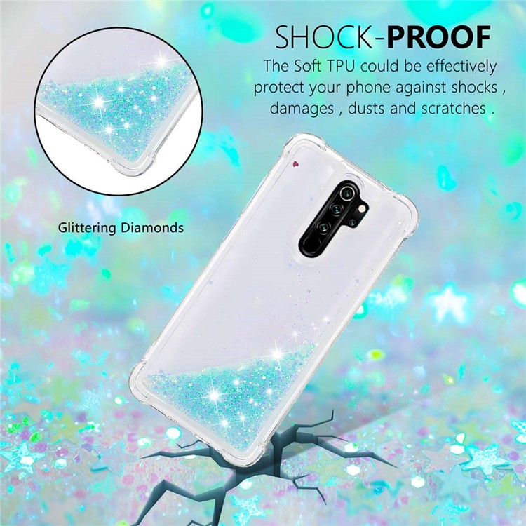 Dynamic Glitter Powder TPU Shockproof Case for Xiaomi Redmi Note 8 Pro - Baby Blue-4