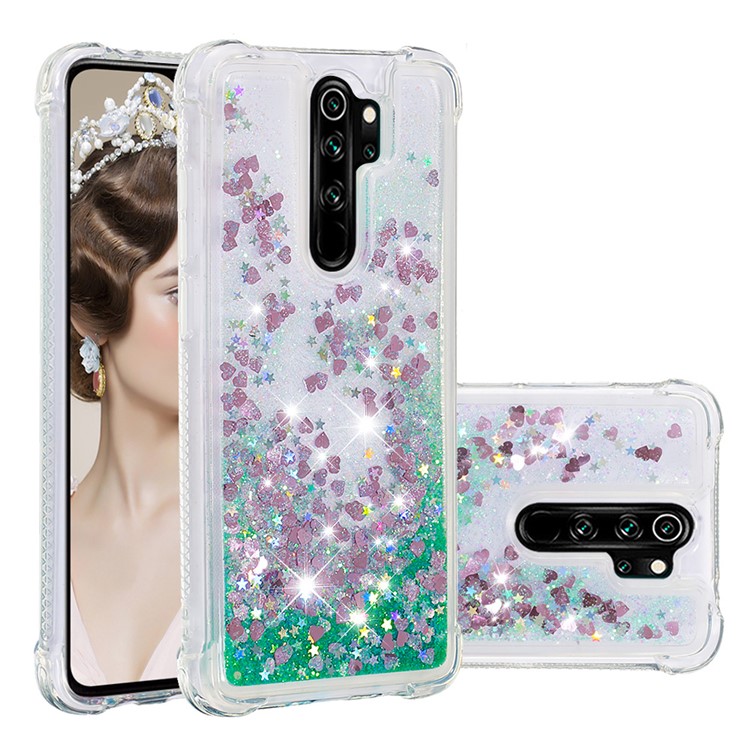 Dynamic Glitter Powder TPU Shockproof Case for Xiaomi Redmi Note 8 Pro - Green-1