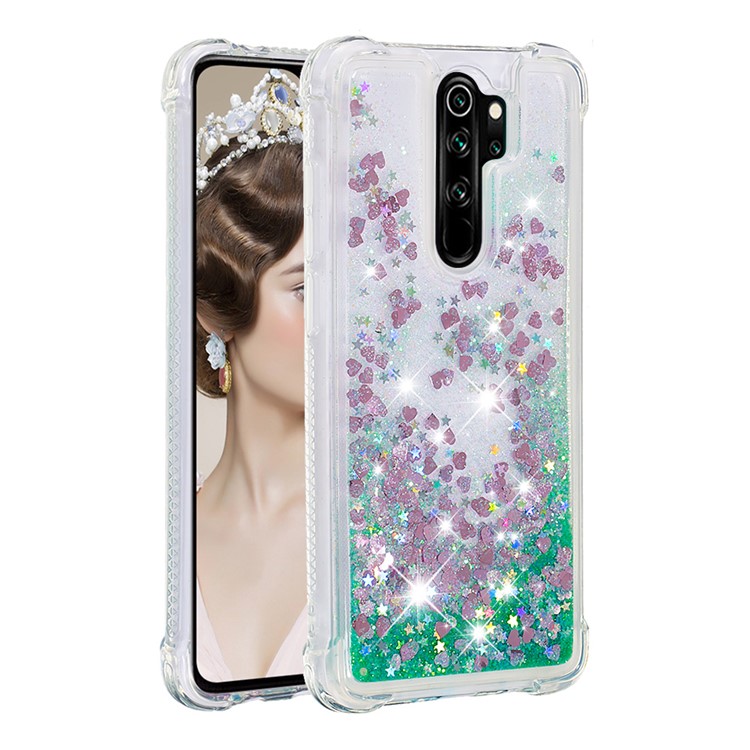 Dynamic Glitter Powder TPU Shockproof Case for Xiaomi Redmi Note 8 Pro - Green-3
