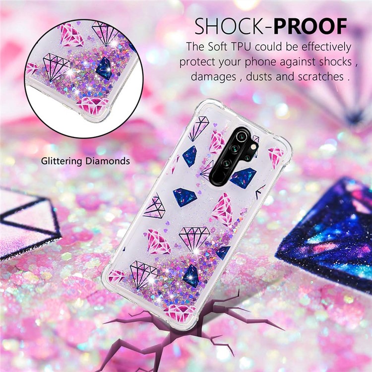 Liquid Glitter Powder Patterned Quicksand Shockproof TPU Phone Case for Xiaomi Redmi Note 8 Pro - Diamond-4