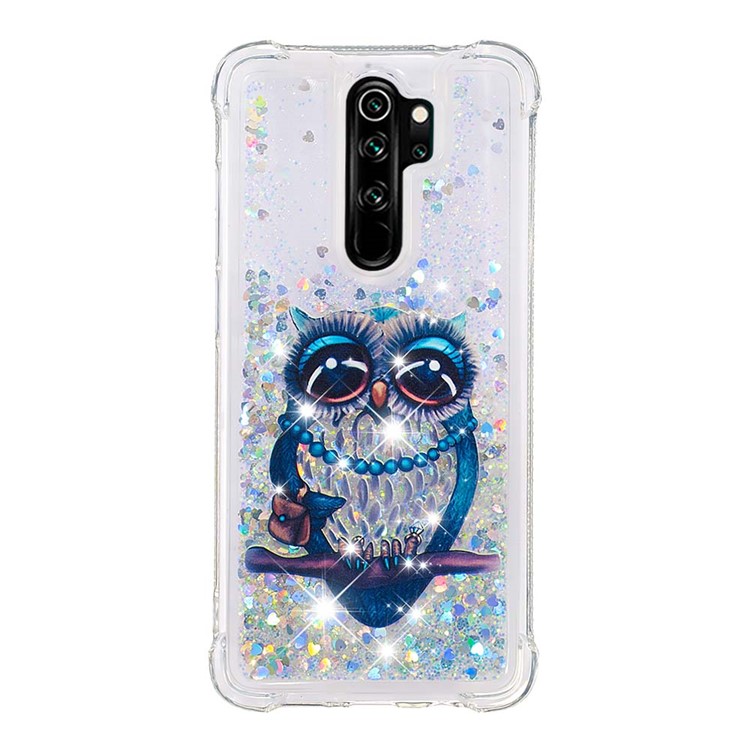Liquid Glitter Powder Patterned Quicksand Shockproof TPU Phone Case for Xiaomi Redmi Note 8 Pro - Owl-2