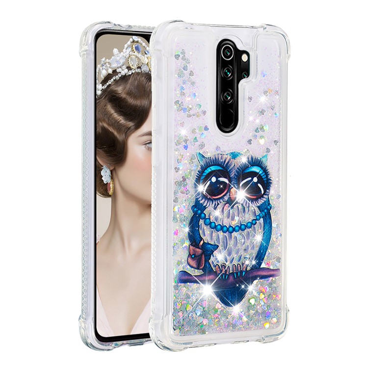 Liquid Glitter Powder Patterned Quicksand Shockproof TPU Phone Case for Xiaomi Redmi Note 8 Pro - Owl-3