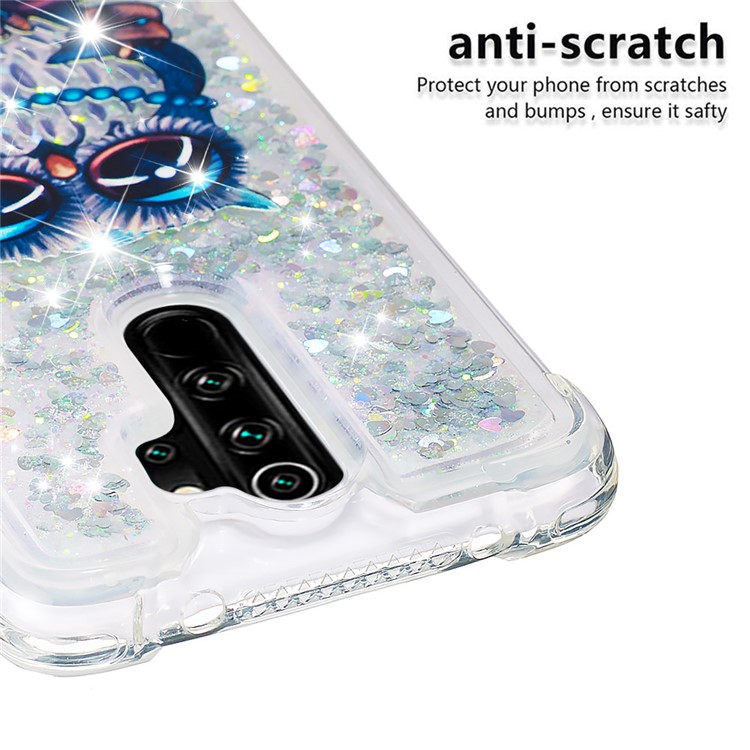 Liquid Glitter Powder Patterned Quicksand Shockproof TPU Phone Case for Xiaomi Redmi Note 8 Pro - Owl-5