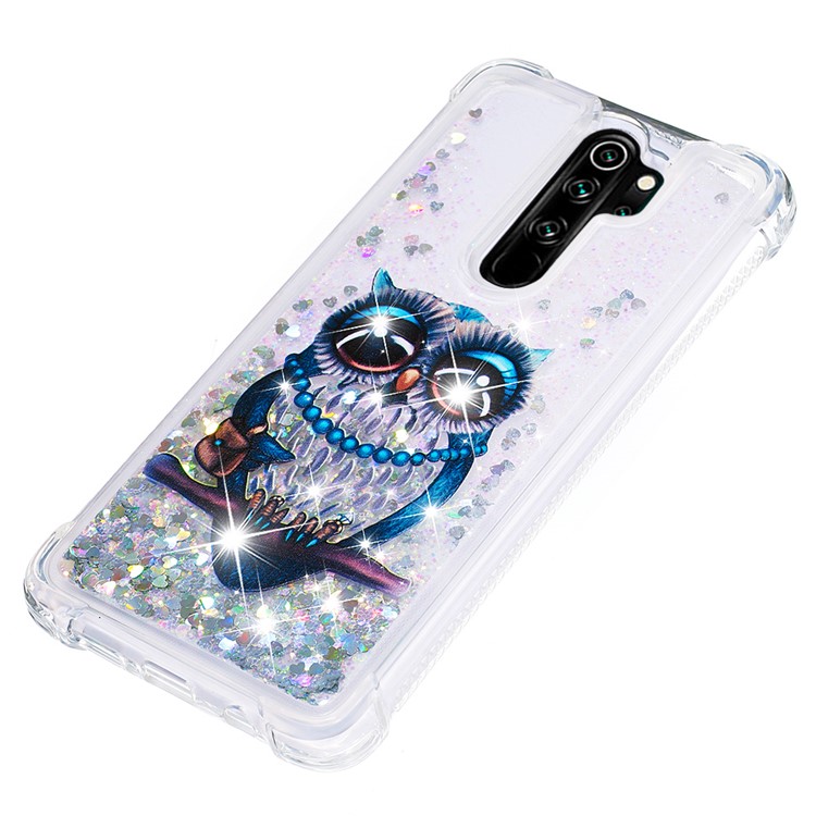 Liquid Glitter Powder Patterned Quicksand Shockproof TPU Phone Case for Xiaomi Redmi Note 8 Pro - Owl-6