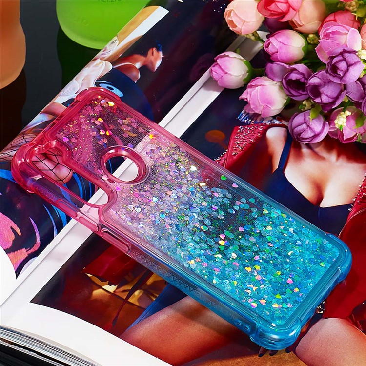 Gradient Glitter Powder Quicksand Phone Case for Xiaomi Redmi Note 8 - Rose / Baby Blue-7