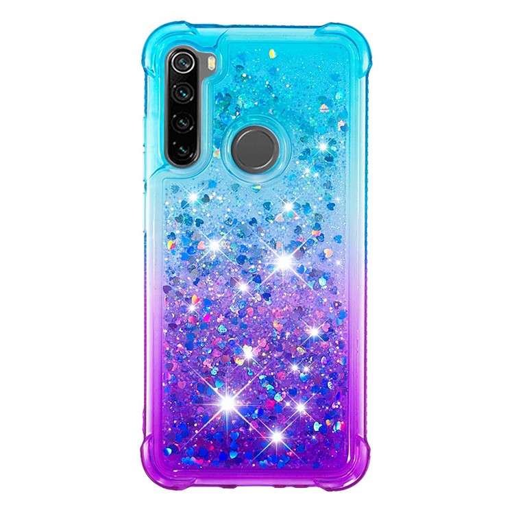 Gradient Glitter Powder Quicksand Phone Case for Xiaomi Redmi Note 8 - Baby Blue / Purple-2