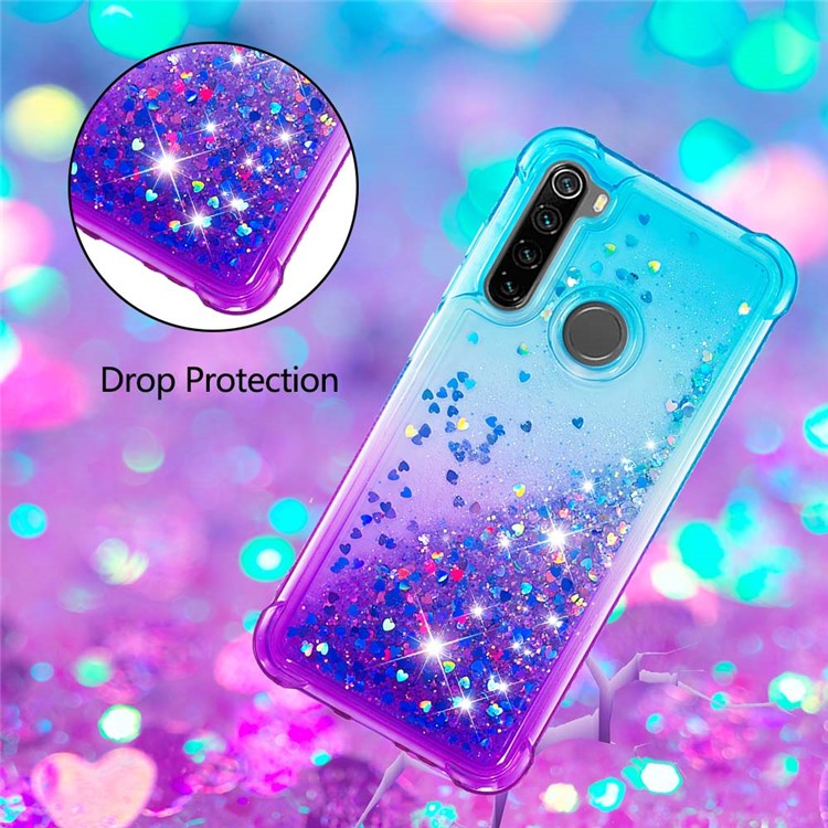 Gradient Glitter Powder Quicksand Phone Case for Xiaomi Redmi Note 8 - Baby Blue / Purple-3