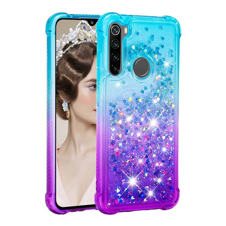 Gradient Glitter Powder Quicksand Phone Case for Xiaomi Redmi Note 8 - Baby Blue / Purple-4