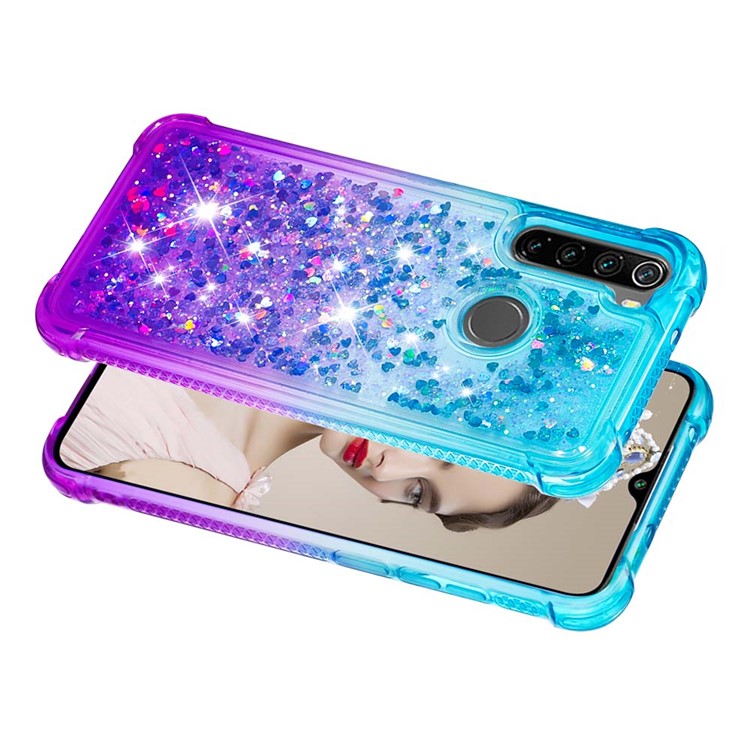 Gradient Glitter Powder Quicksand Phone Case for Xiaomi Redmi Note 8 - Baby Blue / Purple-5