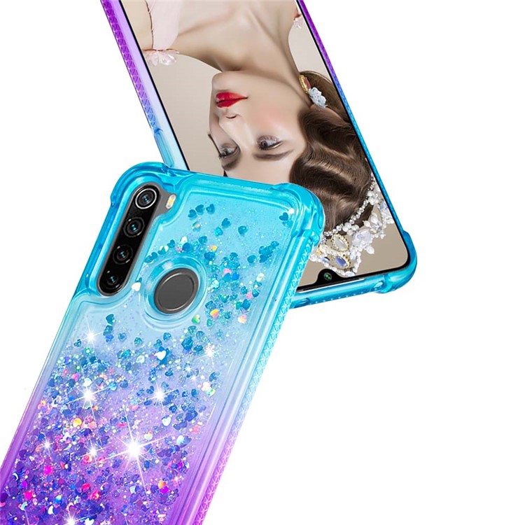 Gradient Glitter Powder Quicksand Phone Case for Xiaomi Redmi Note 8 - Baby Blue / Purple-6