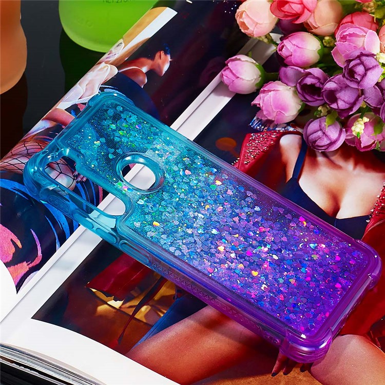Gradient Glitter Powder Quicksand Phone Case for Xiaomi Redmi Note 8 - Baby Blue / Purple-7
