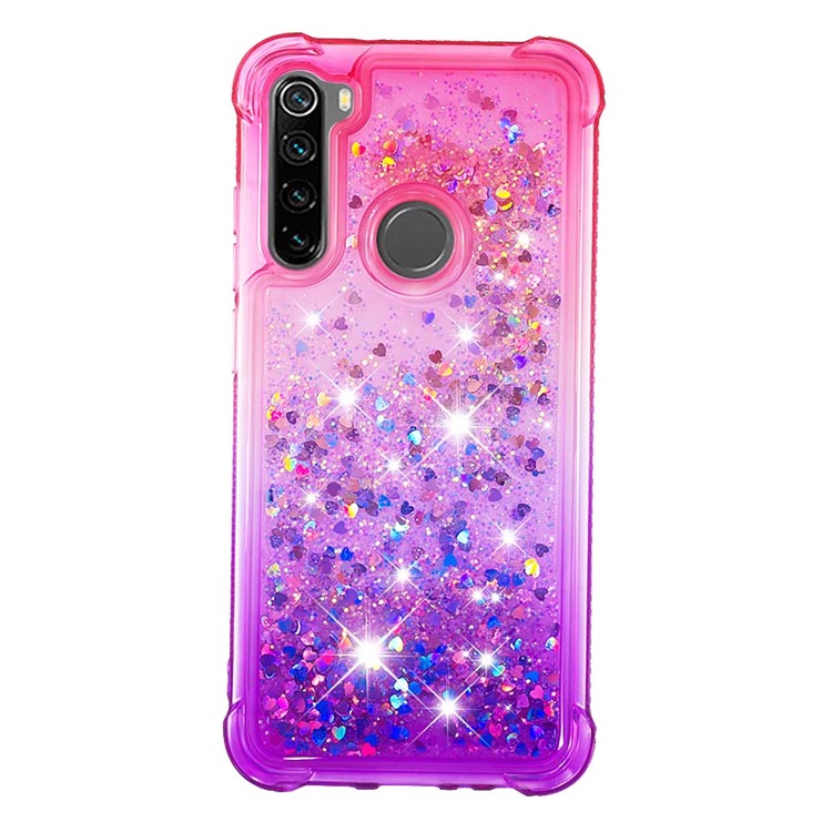 Gradient Glitter Powder Quicksand Phone Case for Xiaomi Redmi Note 8 - Rose / Purple-2