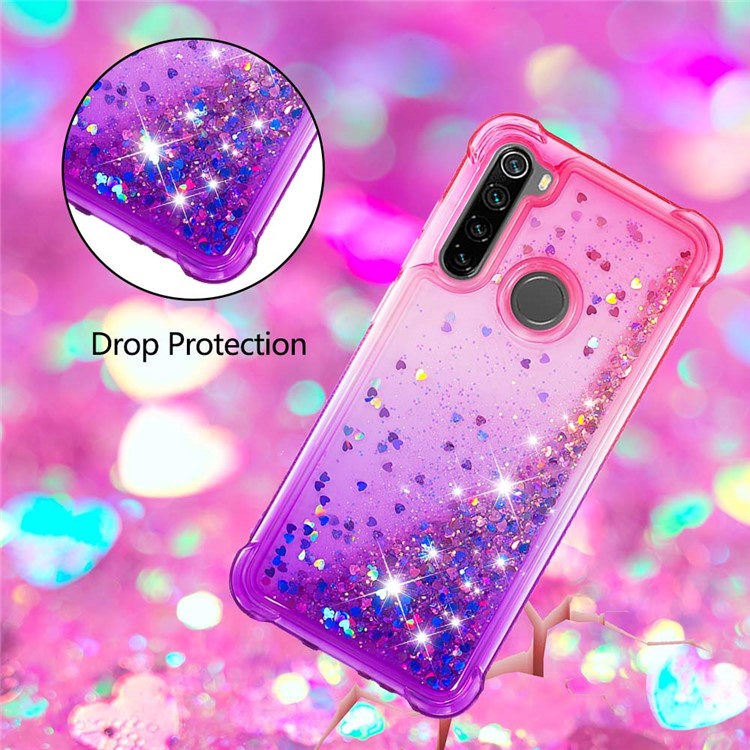 Gradient Glitter Powder Quicksand Phone Case for Xiaomi Redmi Note 8 - Rose / Purple-3