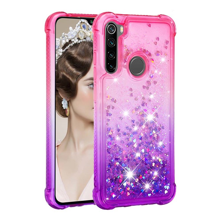 Gradient Glitter Powder Quicksand Phone Case for Xiaomi Redmi Note 8 - Rose / Purple-4