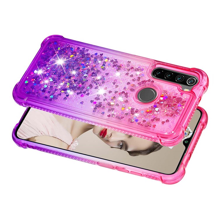 Gradient Glitter Powder Quicksand Phone Case for Xiaomi Redmi Note 8 - Rose / Purple-5