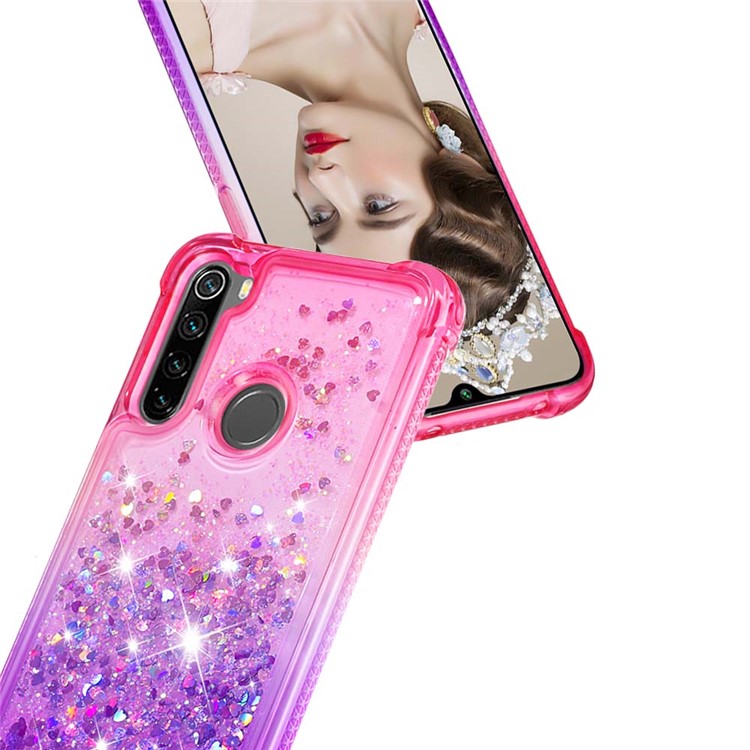 Gradient Glitter Powder Quicksand Phone Case for Xiaomi Redmi Note 8 - Rose / Purple-6