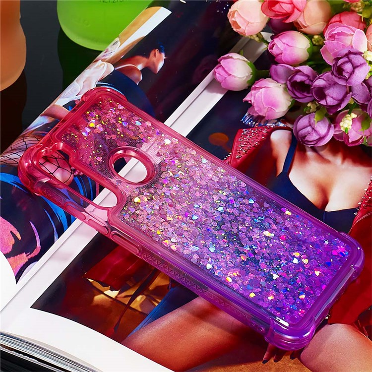 Gradient Glitter Powder Quicksand Phone Case for Xiaomi Redmi Note 8 - Rose / Purple-7