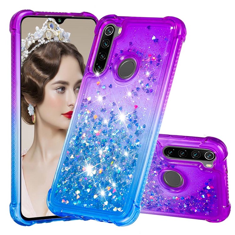Gradient Glitter Powder Quicksand Phone Case for Xiaomi Redmi Note 8 - Purple / Dark Blue-1