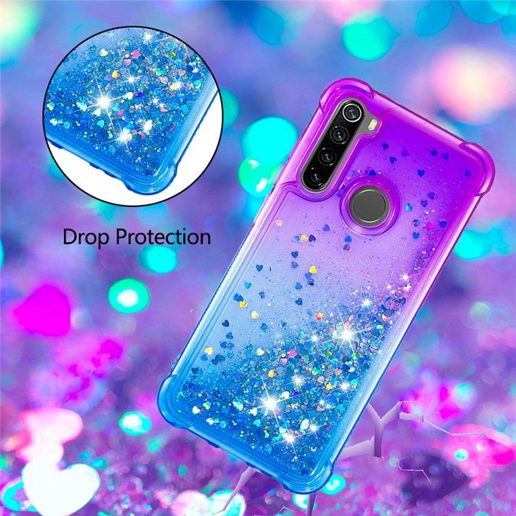 Gradient Glitter Powder Quicksand Phone Case for Xiaomi Redmi Note 8 - Purple / Dark Blue-3
