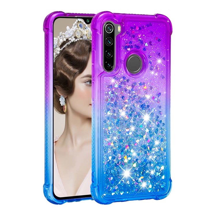 Gradient Glitter Powder Quicksand Phone Case for Xiaomi Redmi Note 8 - Purple / Dark Blue-4