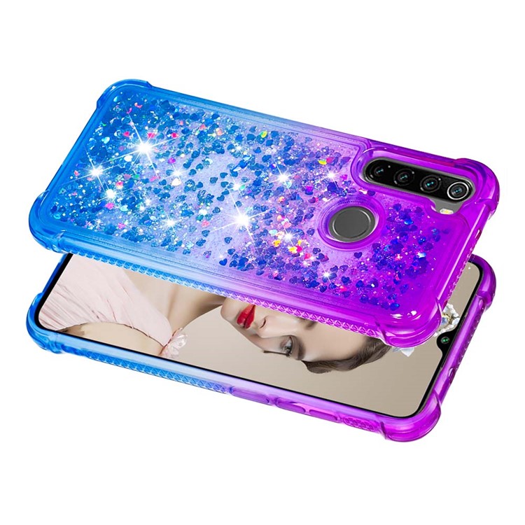 Gradient Glitter Powder Quicksand Phone Case for Xiaomi Redmi Note 8 - Purple / Dark Blue-5