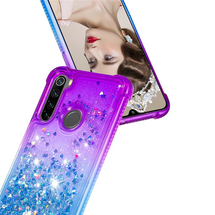 Gradient Glitter Powder Quicksand Phone Case for Xiaomi Redmi Note 8 - Purple / Dark Blue-6