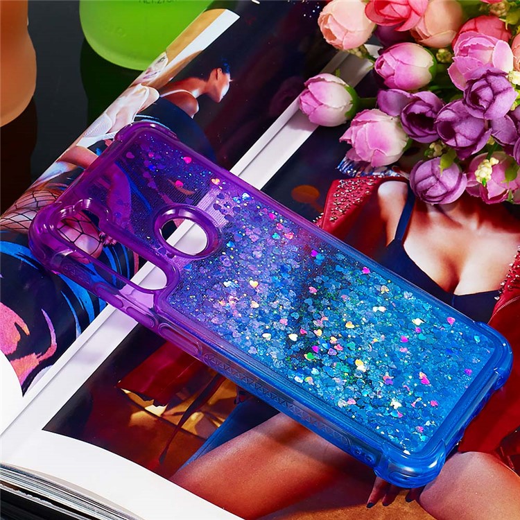 Gradient Glitter Powder Quicksand Phone Case for Xiaomi Redmi Note 8 - Purple / Dark Blue-7