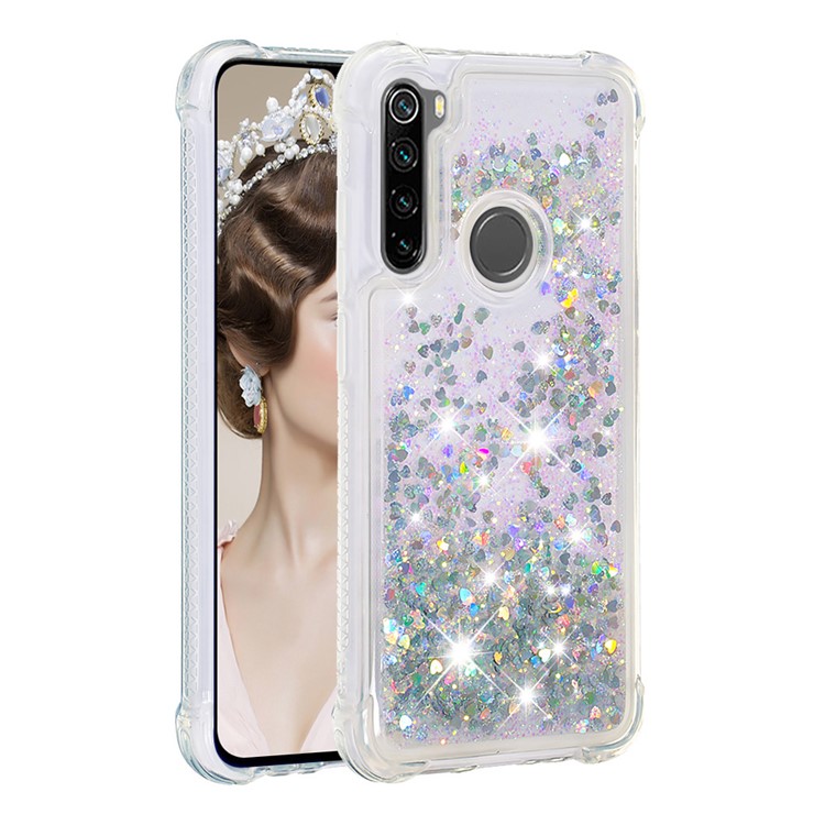 Dynamic Glitter Powder TPU Shockproof Case for Xiaomi Redmi Note 8 - Silver-1