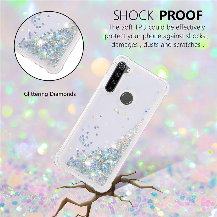 Dynamic Glitter Powder TPU Shockproof Case for Xiaomi Redmi Note 8 - Silver-3