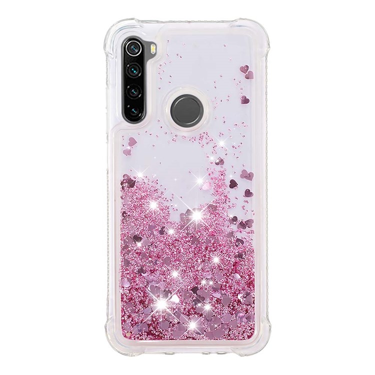 Dynamic Glitter Powder TPU Shockproof Case for Xiaomi Redmi Note 8 - Red-2