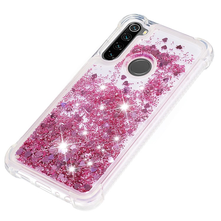 Dynamic Glitter Powder TPU Shockproof Case for Xiaomi Redmi Note 8 - Red-5