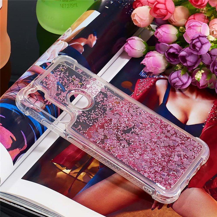 Dynamic Glitter Powder TPU Shockproof Case for Xiaomi Redmi Note 8 - Red-6