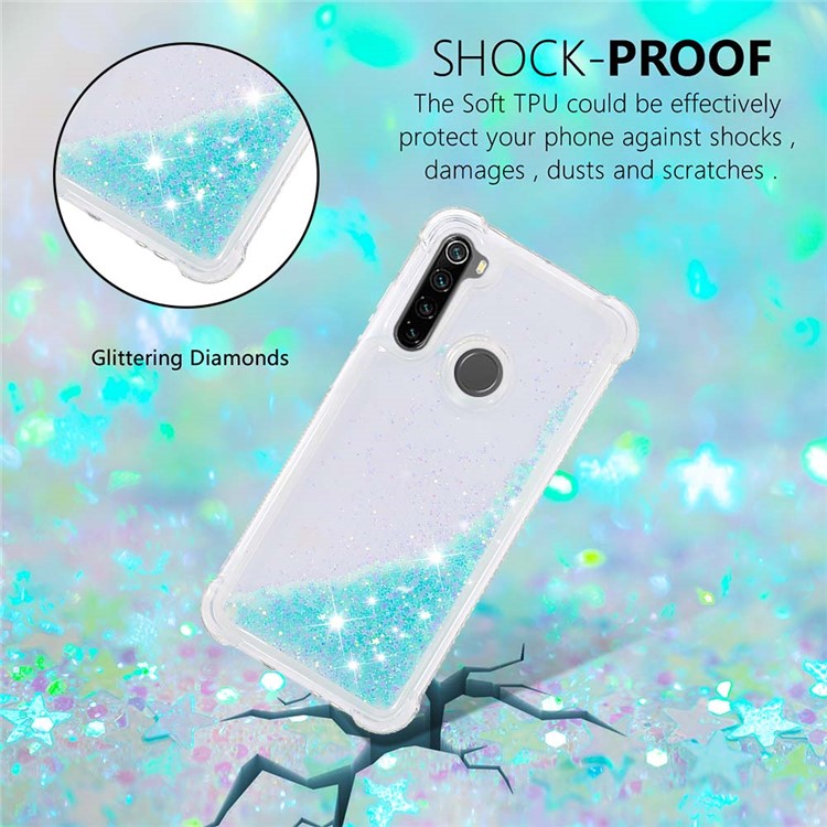 Dynamic Glitter Powder TPU Shockproof Case for Xiaomi Redmi Note 8 - Baby Blue-3