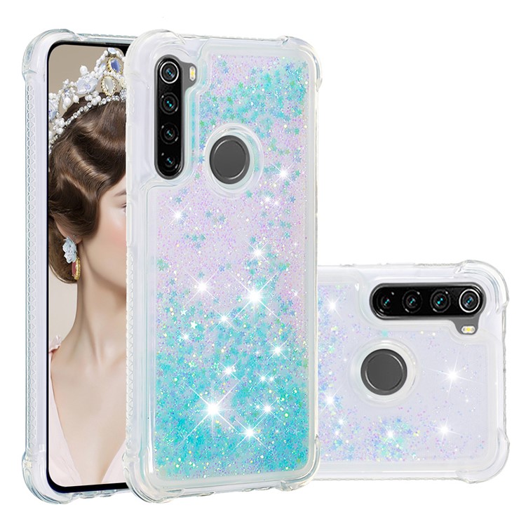 Dynamic Glitter Powder TPU Shockproof Case for Xiaomi Redmi Note 8 - Baby Blue-6
