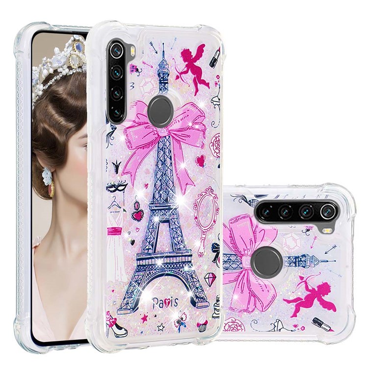 Patterned Quicksand Shockproof TPU Back Case for Xiaomi Redmi Note 8 - Tower-1