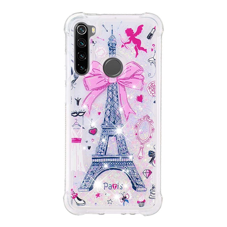 Patterned Quicksand Shockproof TPU Back Case for Xiaomi Redmi Note 8 - Tower-2