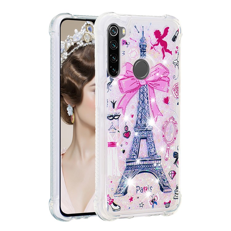Patterned Quicksand Shockproof TPU Back Case for Xiaomi Redmi Note 8 - Tower-3