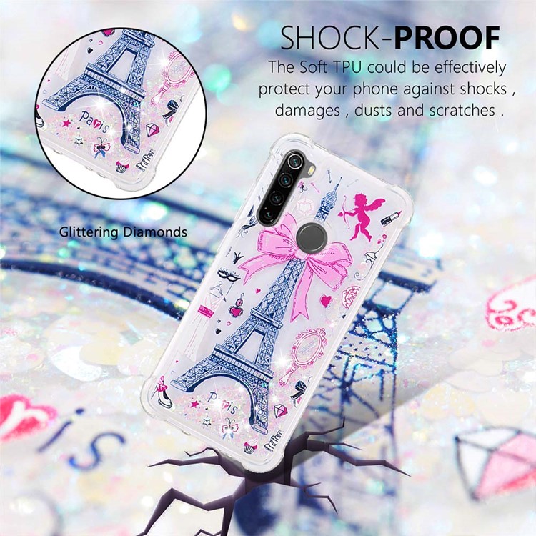 Patterned Quicksand Shockproof TPU Back Case for Xiaomi Redmi Note 8 - Tower-4